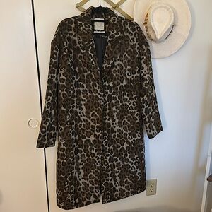 Urban Outfitter Full Length Leopard Print Fall/Winter Coat
